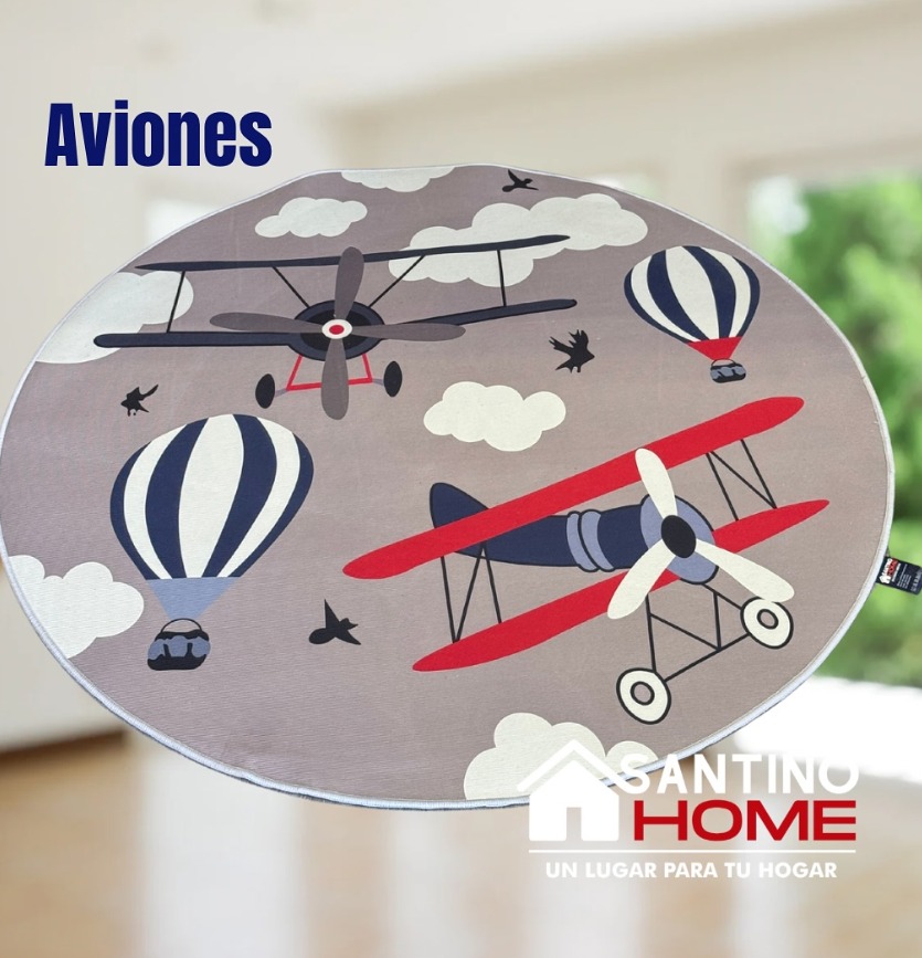 ALFOMBRA INFANTIL REDONDA AVIONES